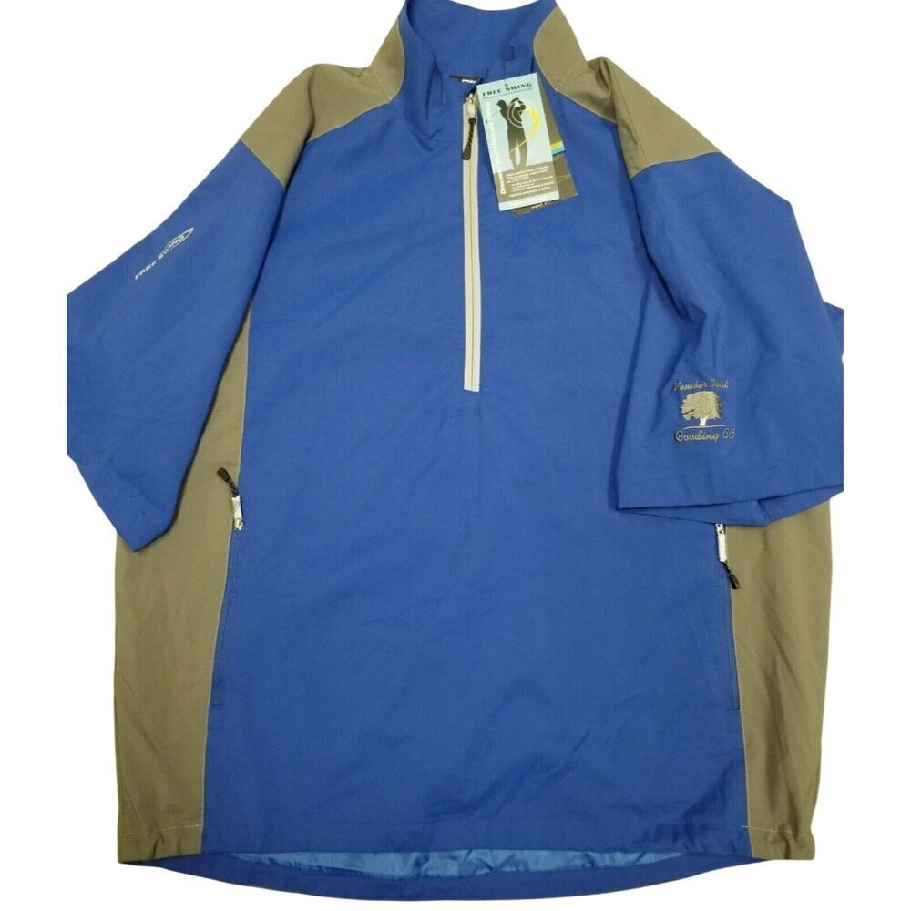 Page & Tuttle Mens Blue/Gray Windproof Golf Pullover - Free Swing Technology Wat